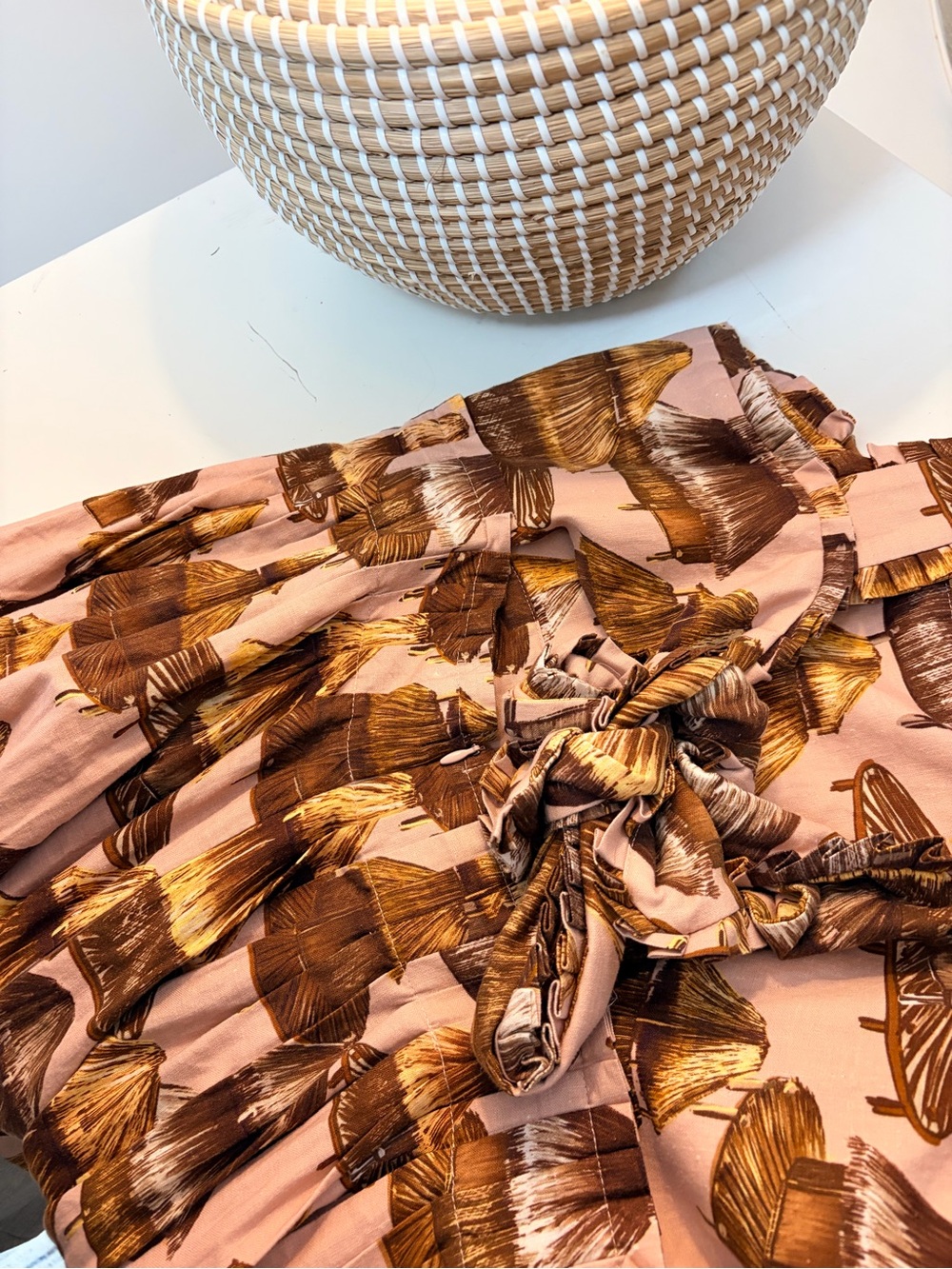 FARM Rio Pink Maxi Dress with Brown and Gold Tiki Print - Picture 2 of 6